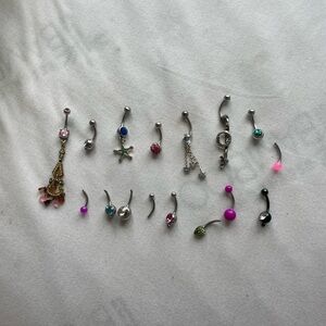 16 belly button rings sterling silver